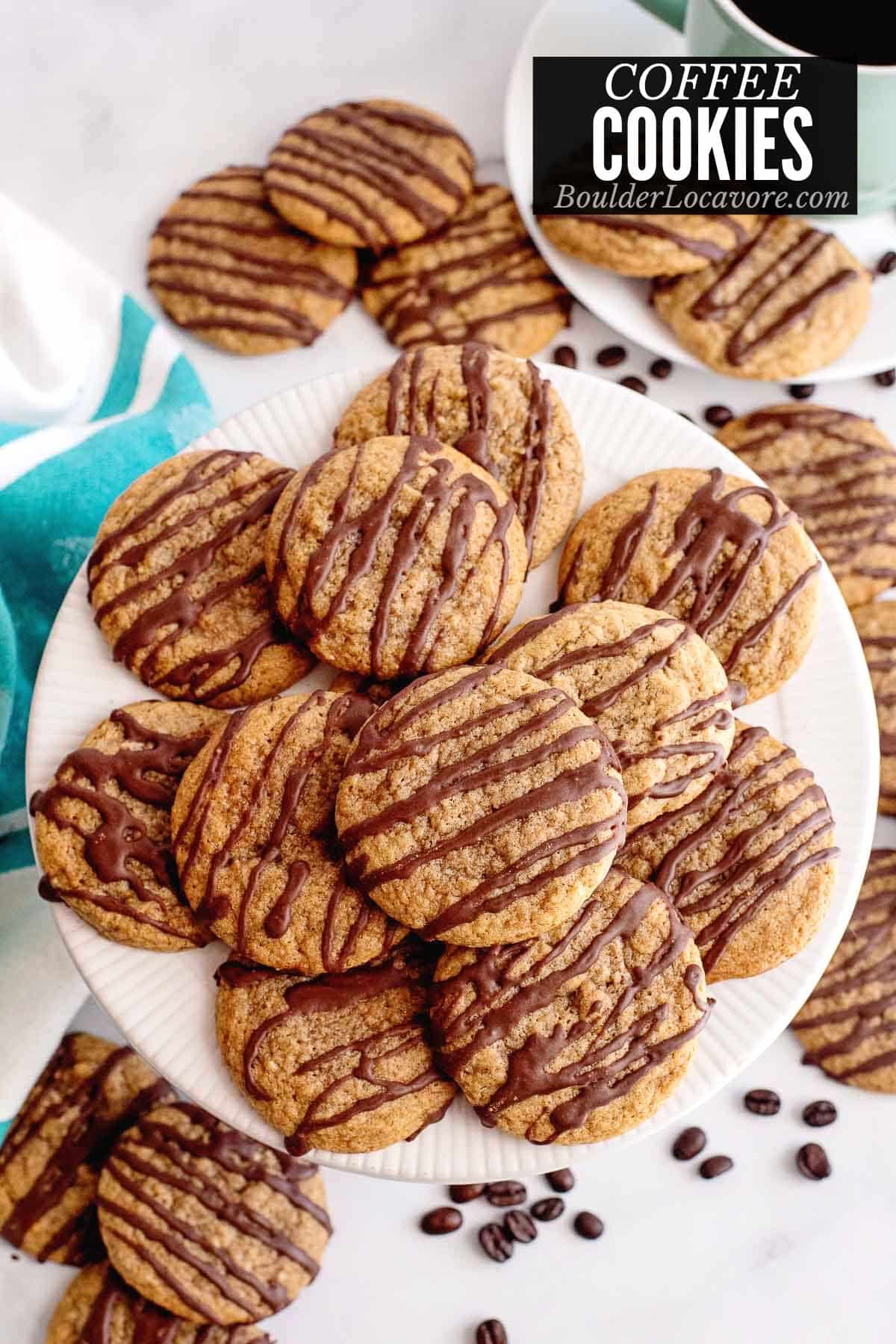 coffee cookies with chocolate glaze overhead.