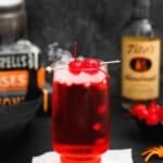 dirty shirley cocktail with cherries.