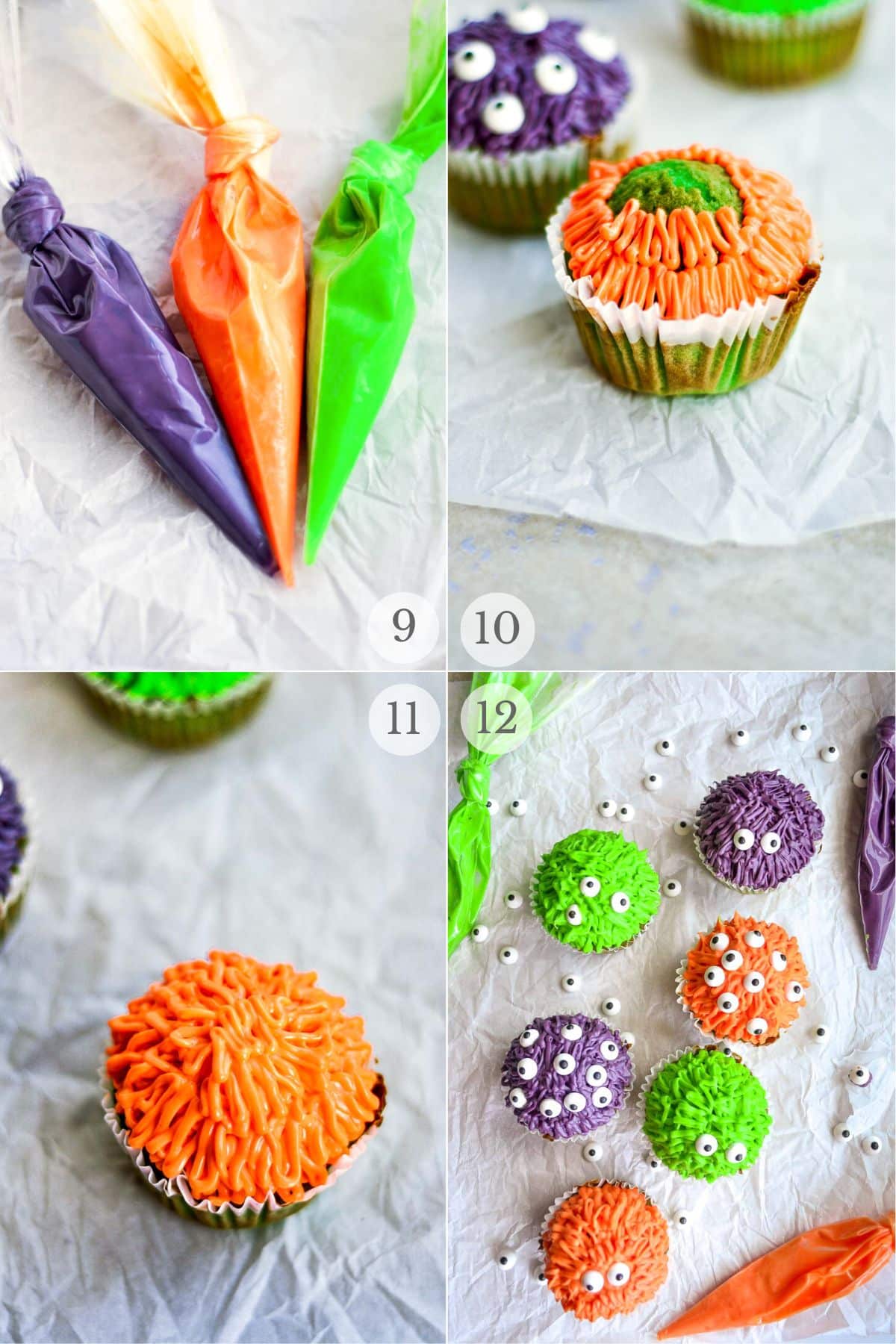monster cupcakes recipe steps 9-12.