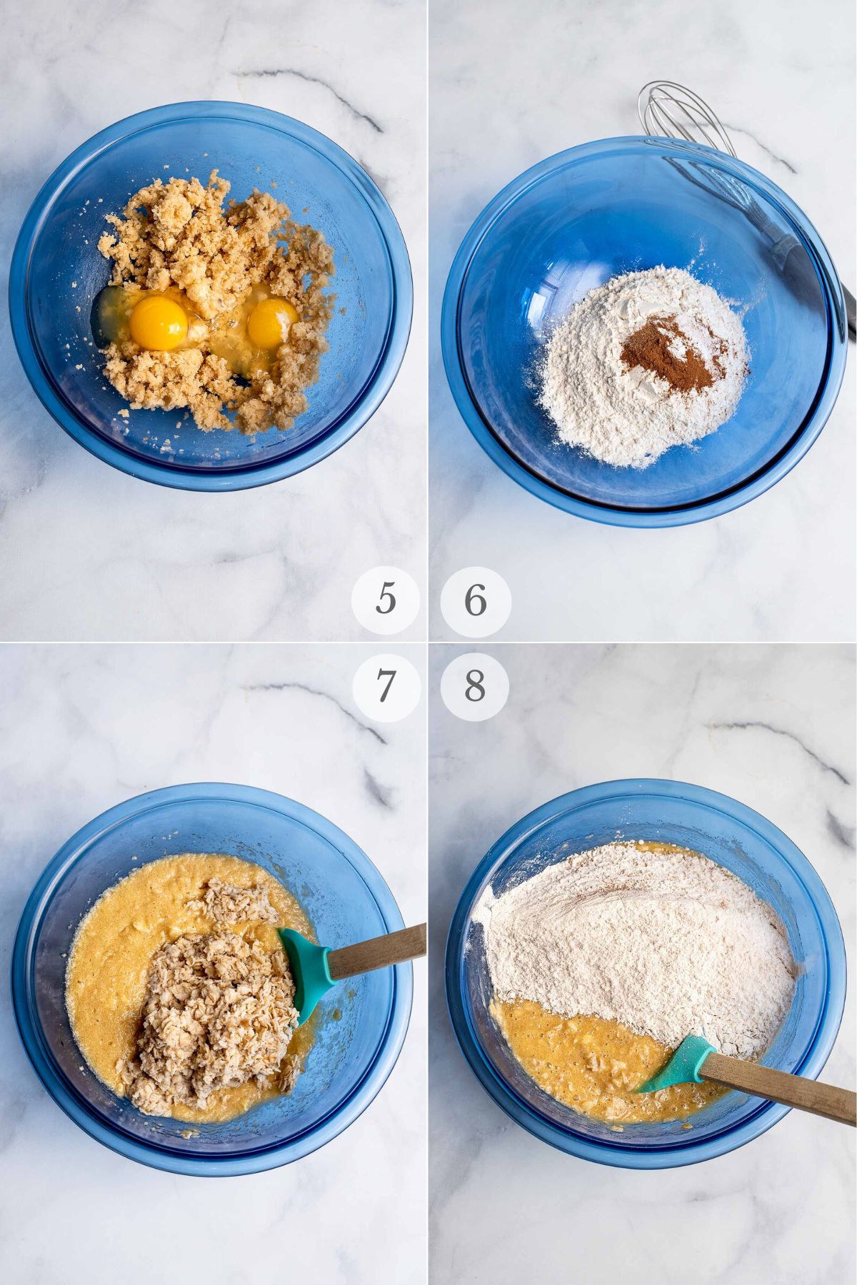 oatmeal cake recipe steps 5-8.