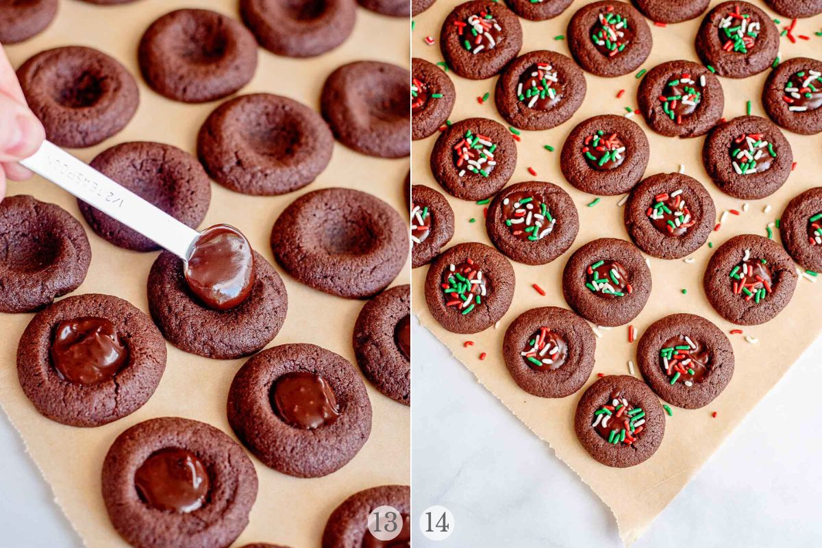 chocolate thumbprint cookies recipe steps 13-14.