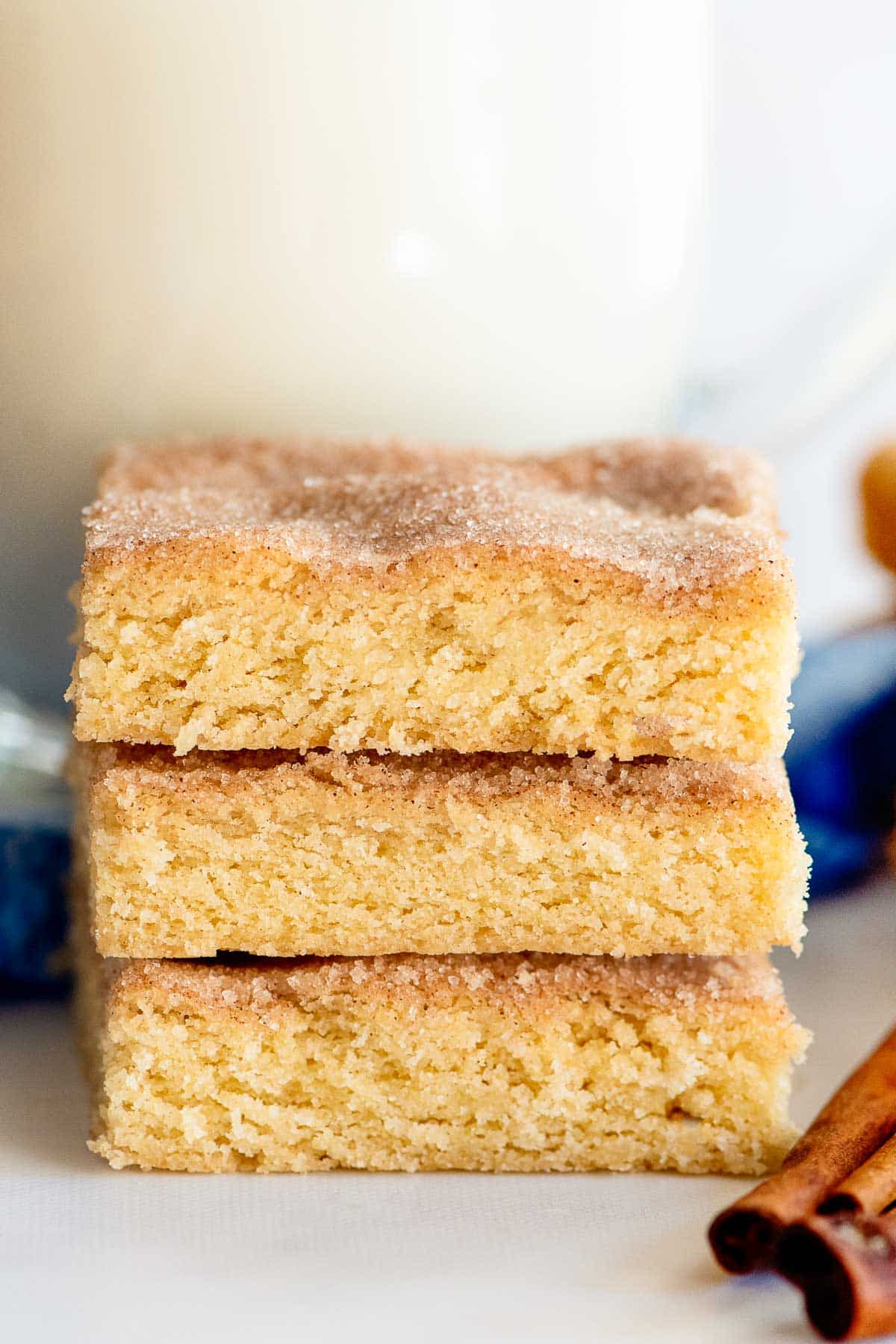 snickerdoodle bars stacked.