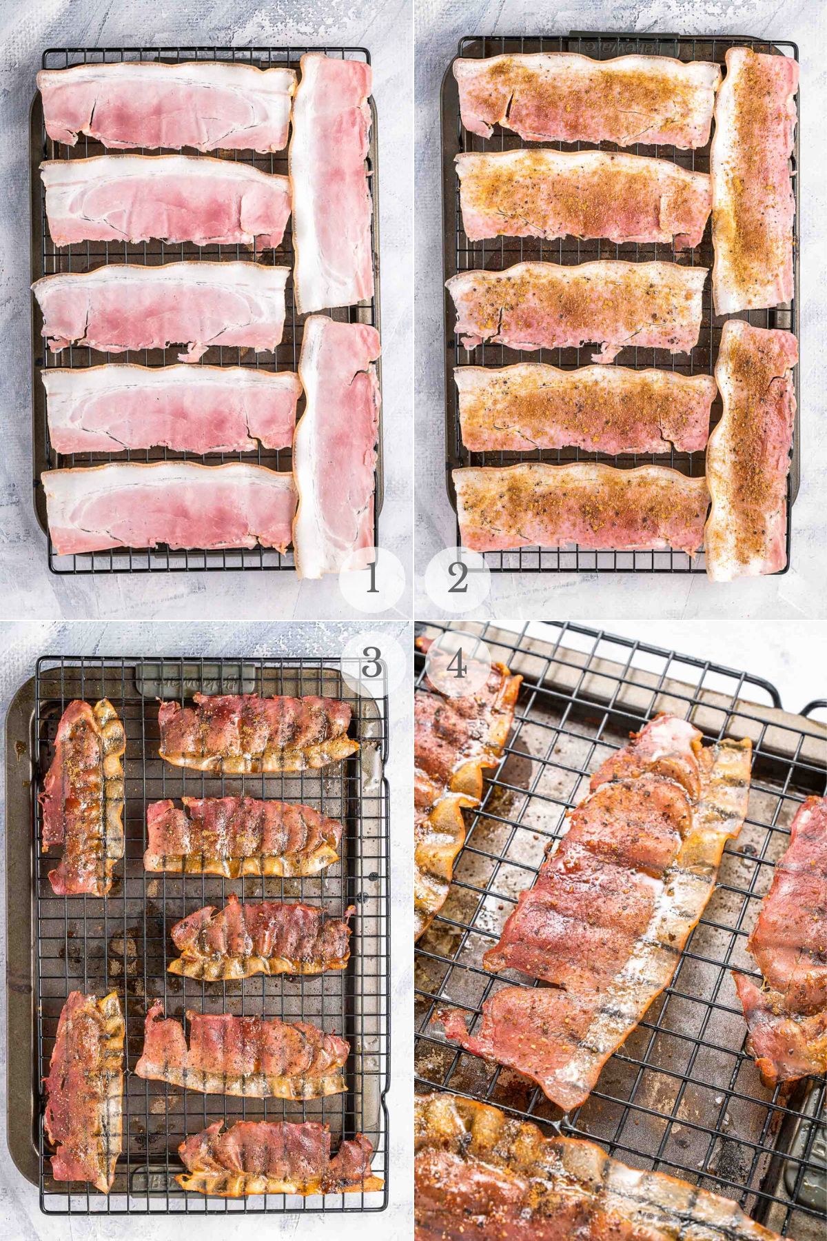 candied bacon recipe steps 1-4.