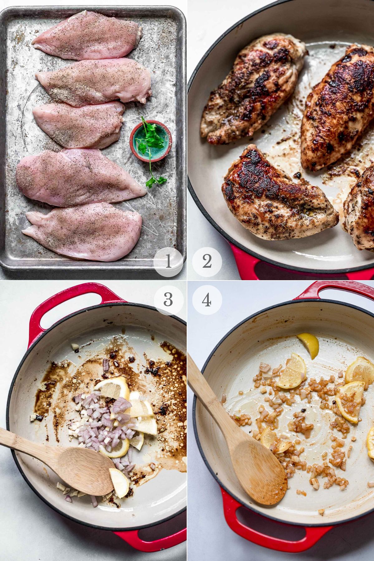 chicken in white wine sauce recipe steps 1-4.