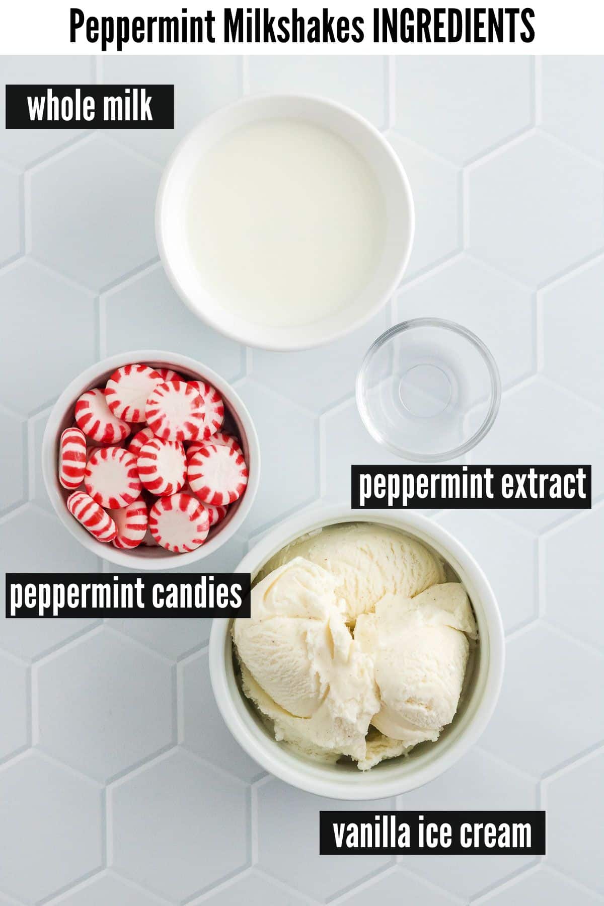 peppermint milkshakes labelled ingredients.