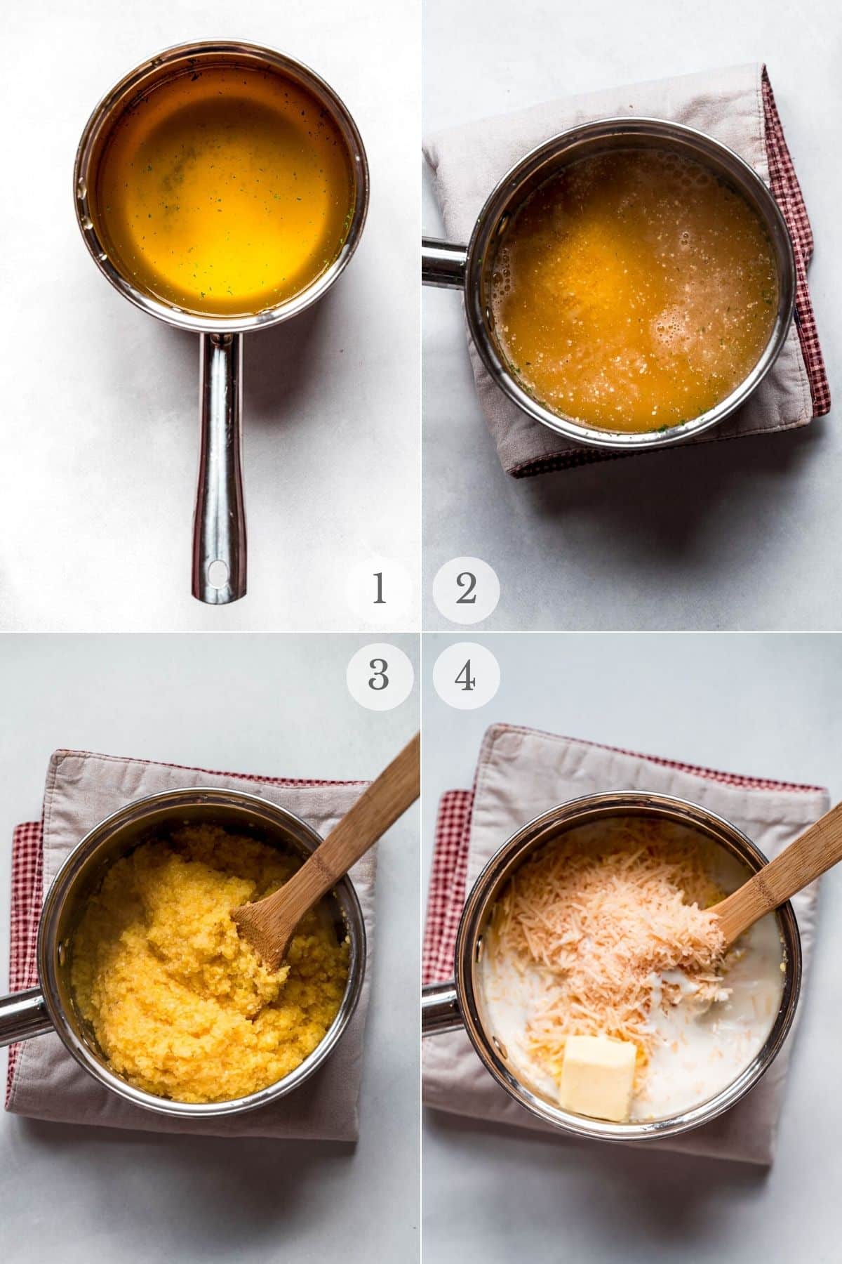 shrimp and polenta recipe steps 1-4.