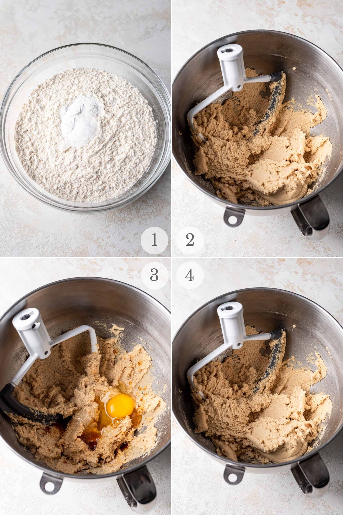 white chocolate macadamia nut cookies recipe steps 1-4.