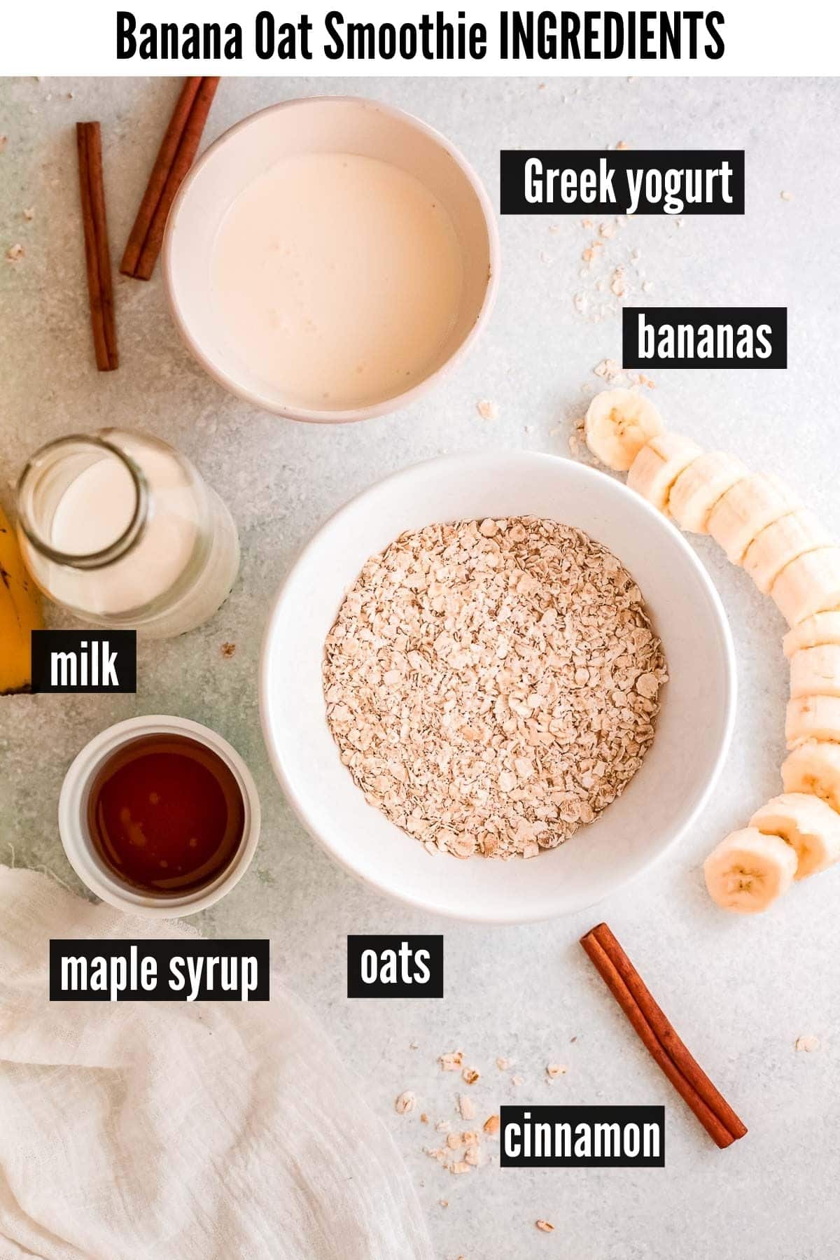 banana oat smoothie labelled ingredients