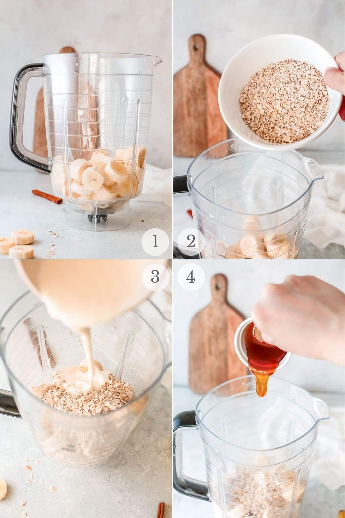 banana oat smoothie recipe steps 1-4