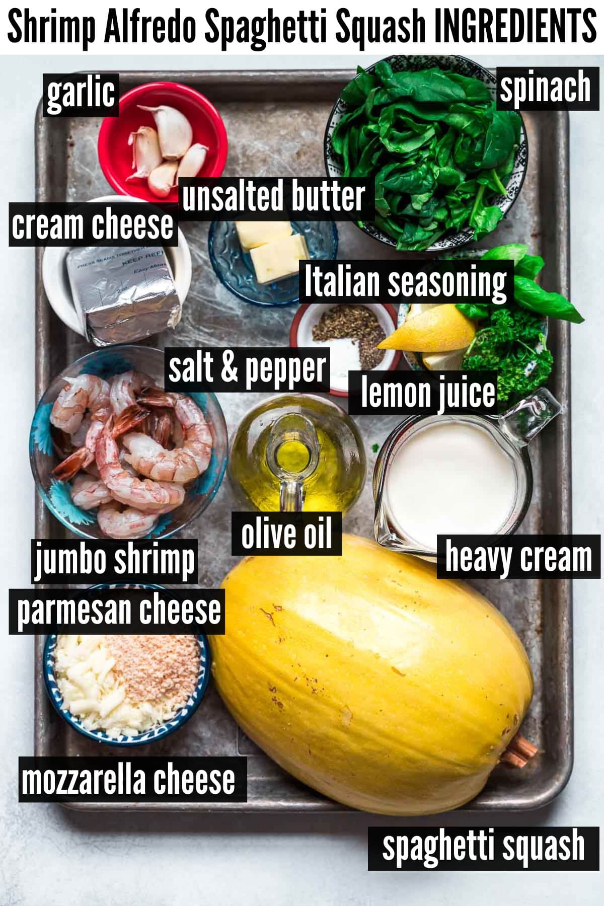 shrimp alfredo labelled ingredients.