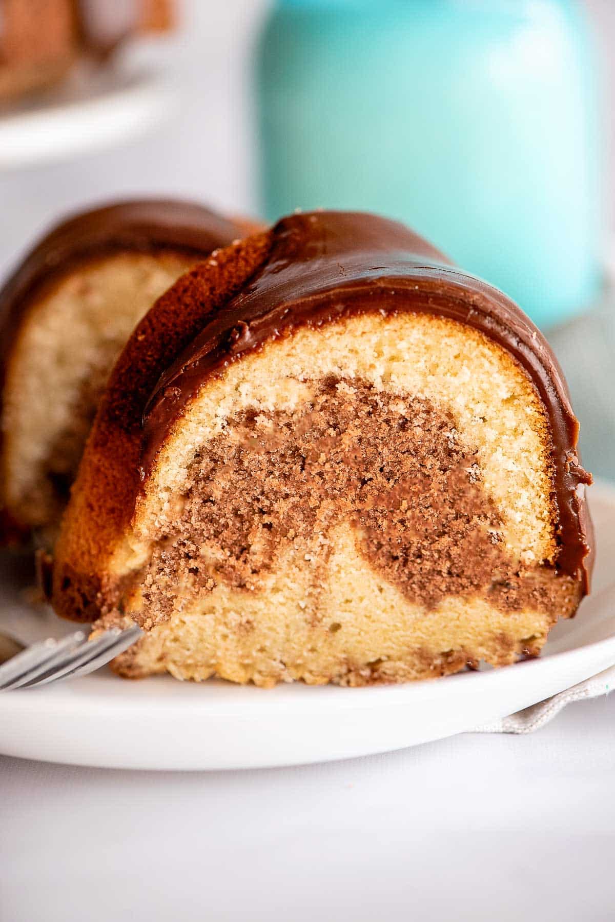 marble cake slice from side.