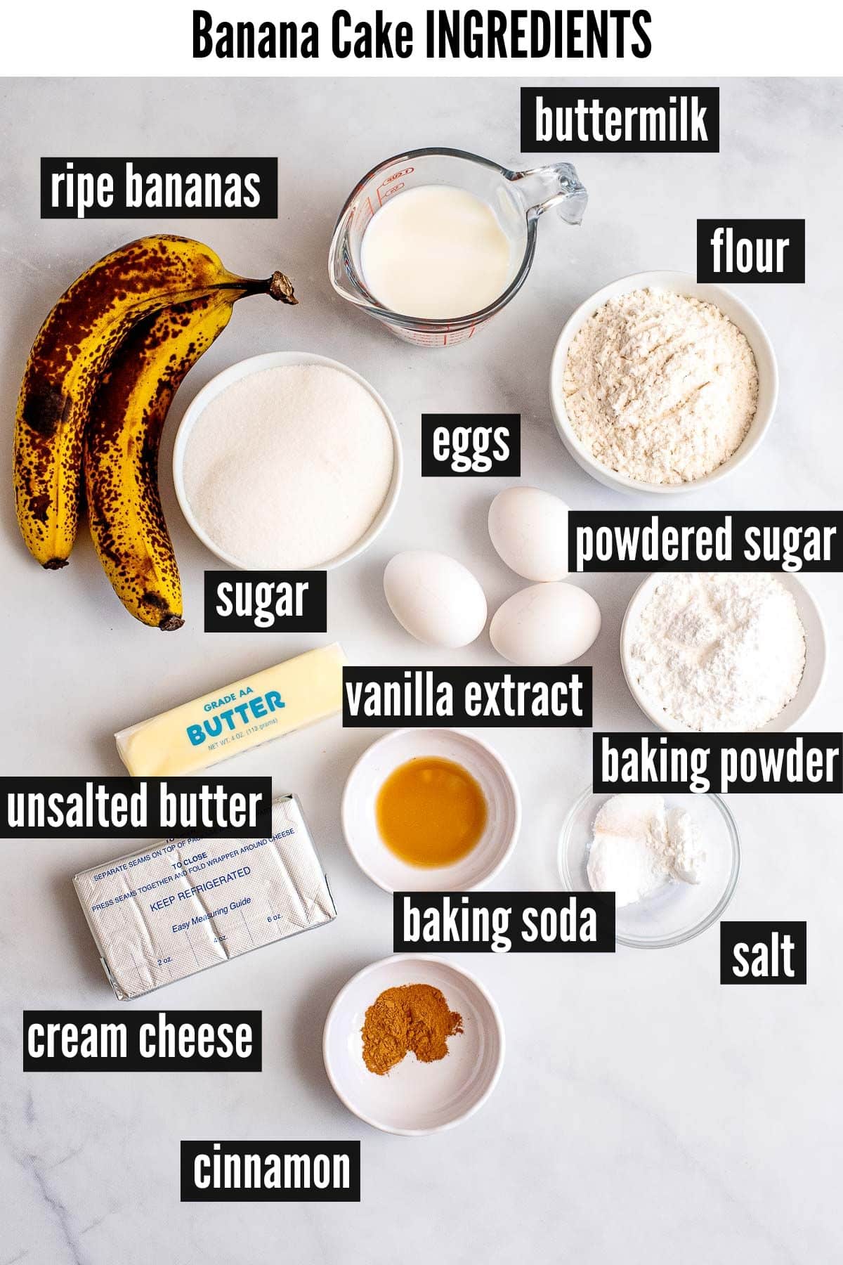 banana cake labelled ingredients.