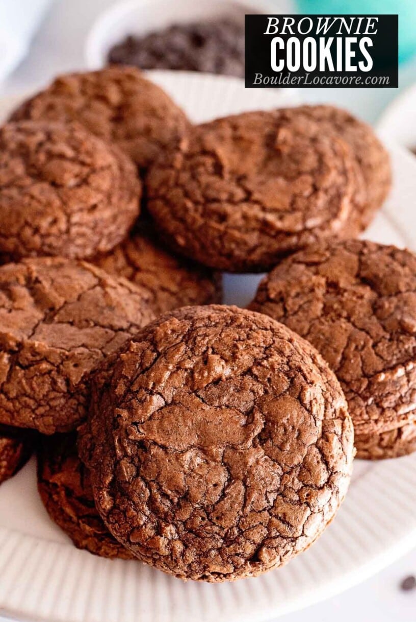 brownie cookies close up on plate