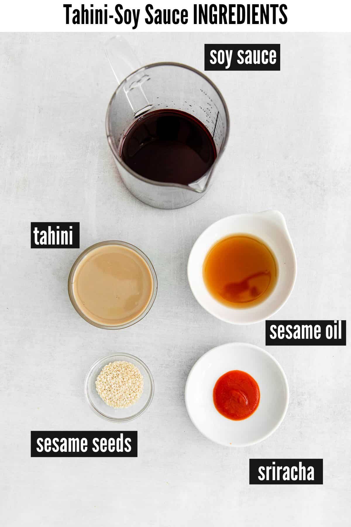 tahini soy sauce labelled ingredients.