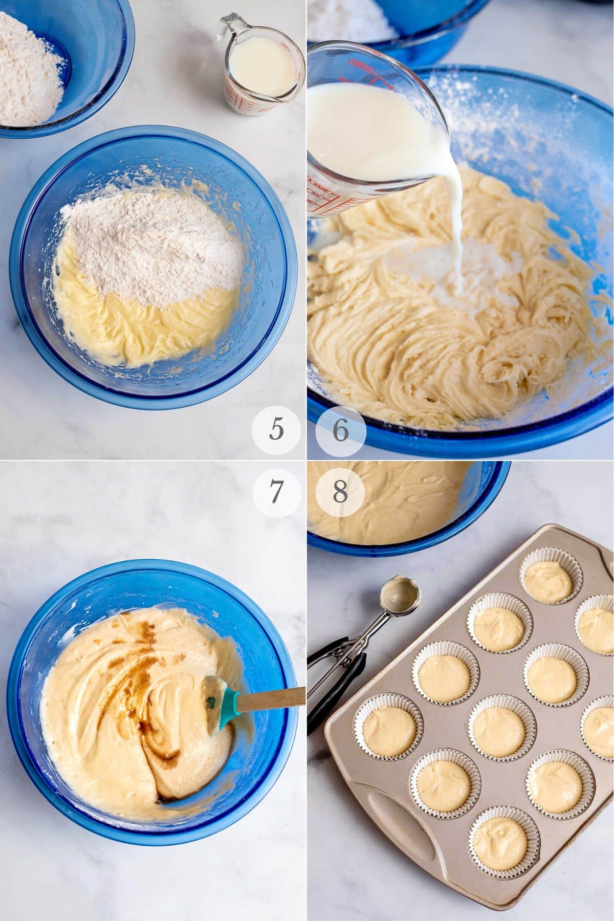 yellow cupcakes recipe steps 5-8.