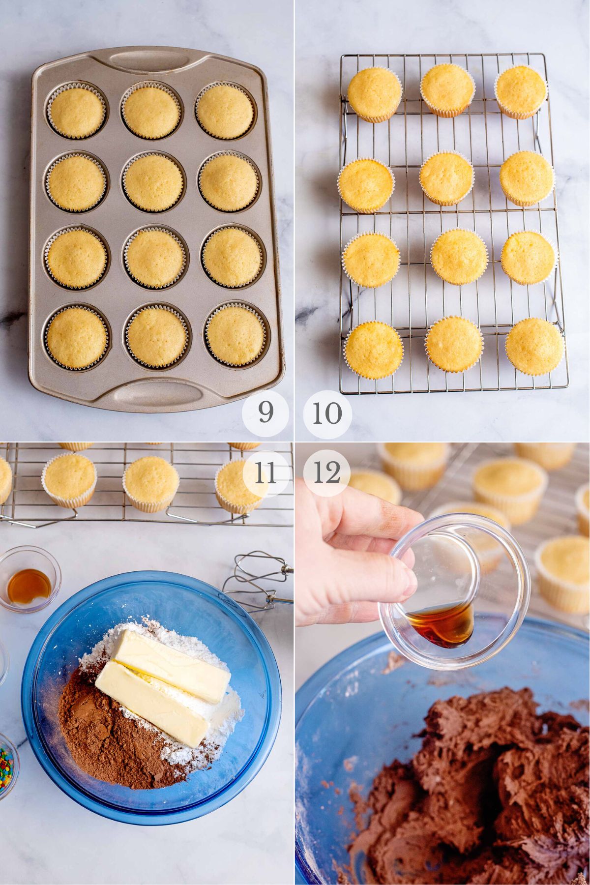 yellow cupcakes recipe steps 9-12.