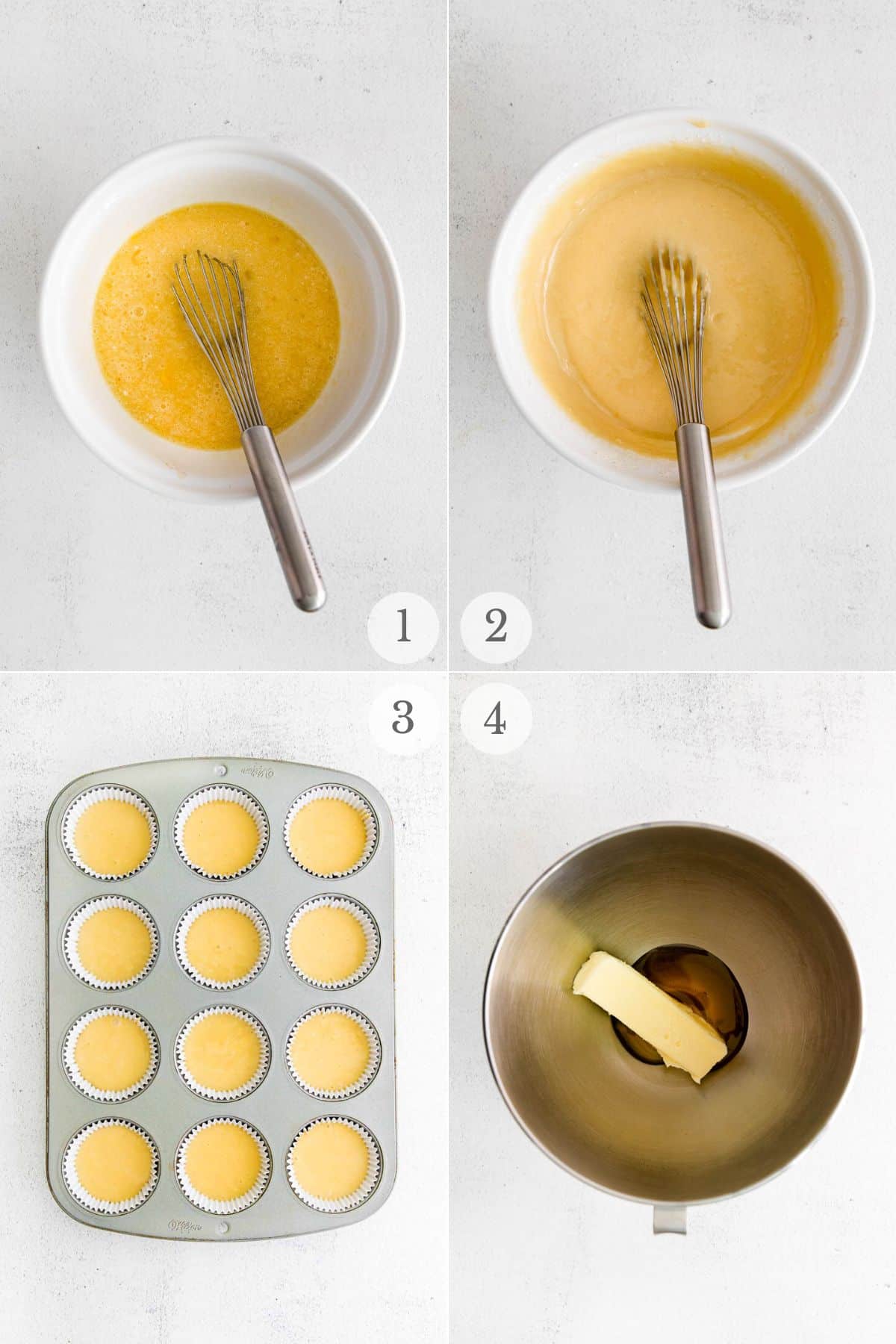 honey cupcakes recipe steps 1-4.