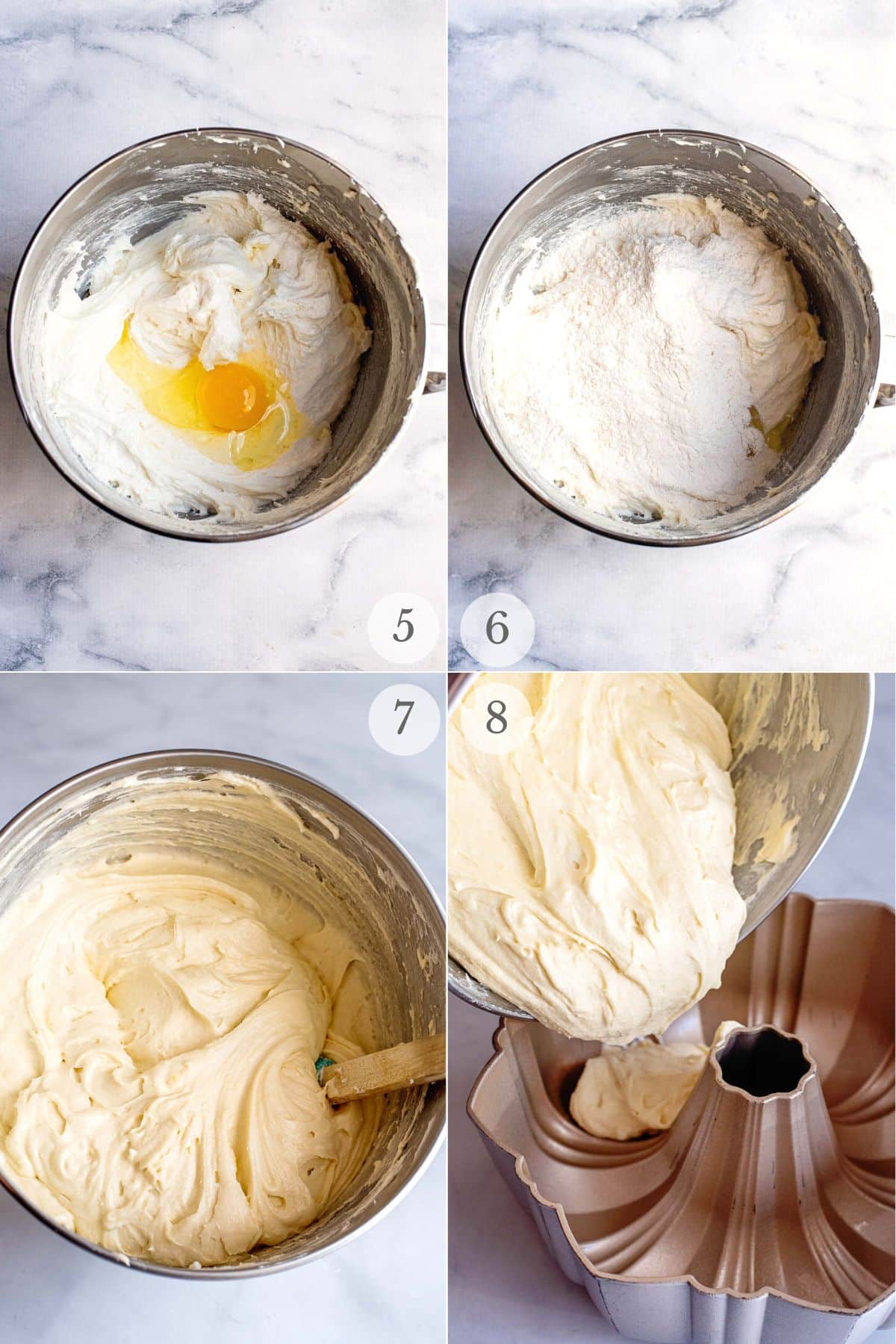 cream cheese pound cake recipe steps 5-8.