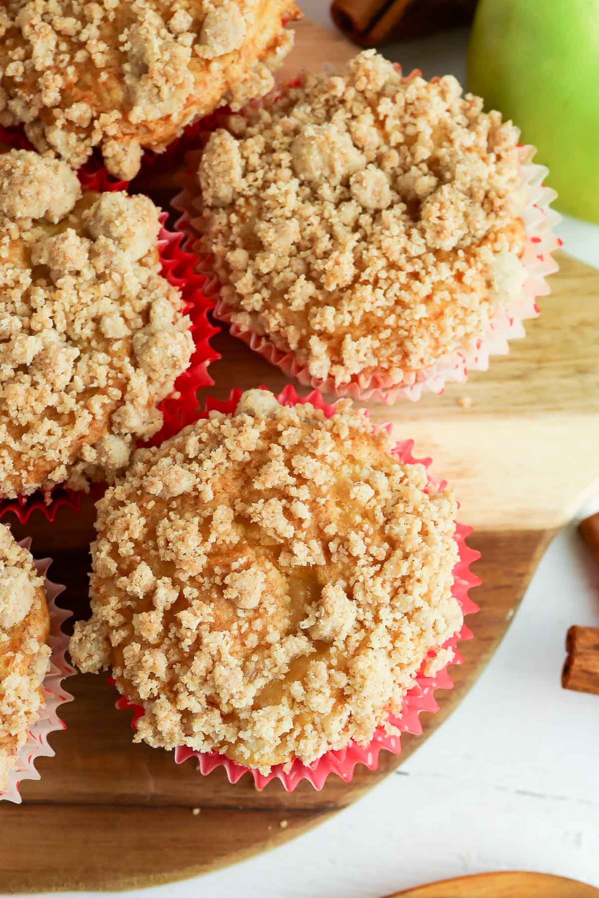 apple crumb muffins from overhead.