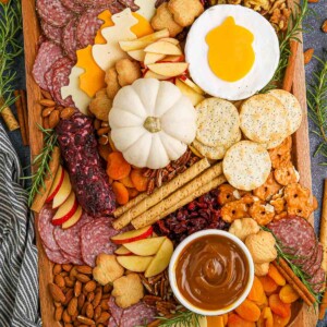fall charcuterie board from overhead cropped.
