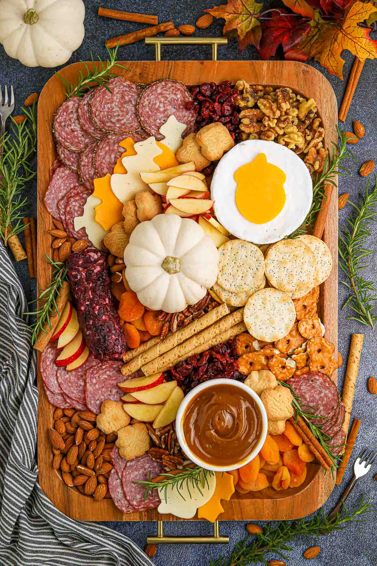 fall charcuterie board from overhead.