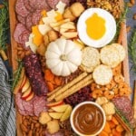 fall charcuterie board with text overlay.