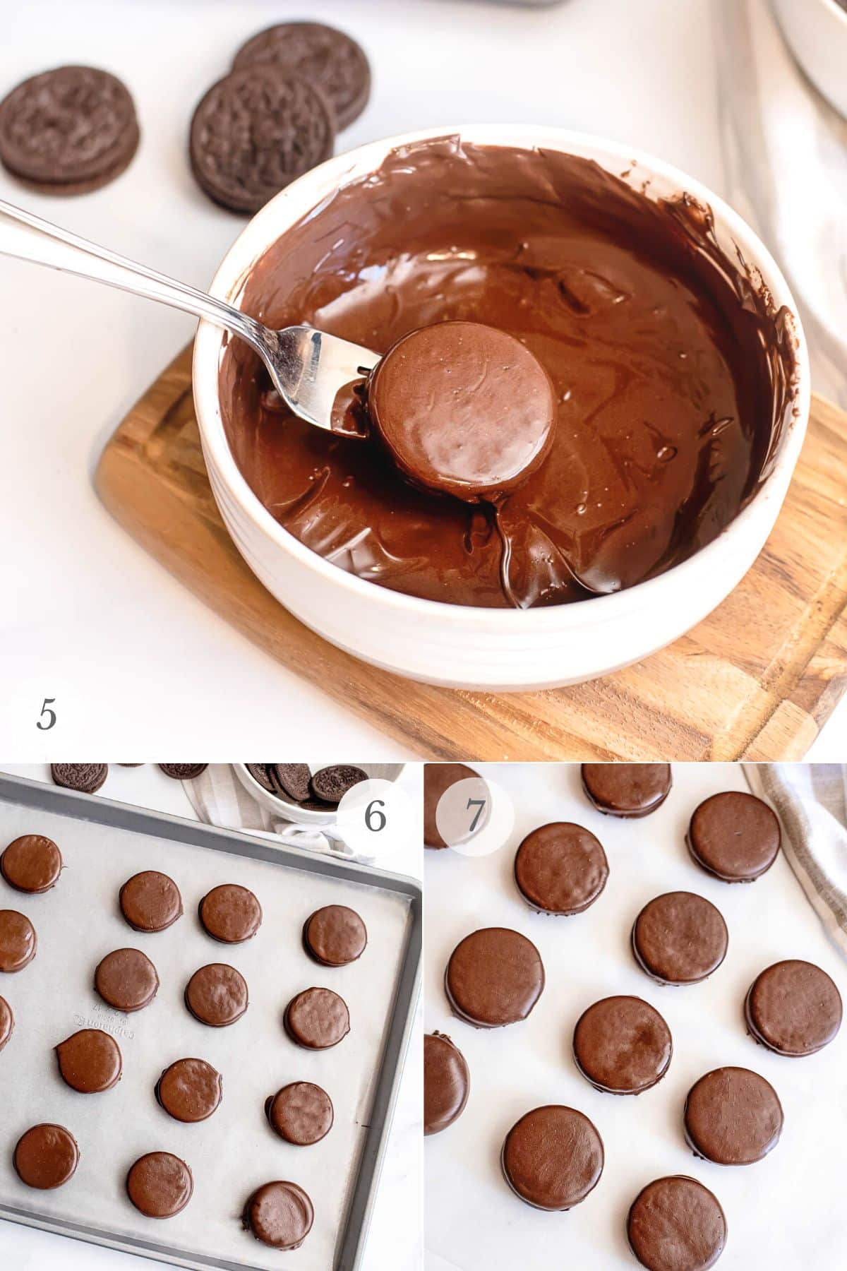 chocolate covered Oreos recipe steps 5-7.