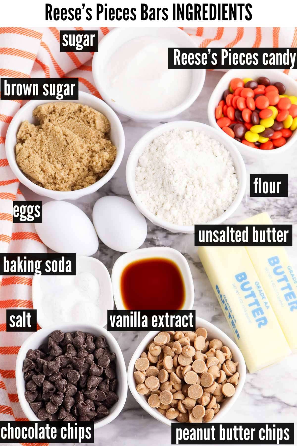 reese's pieces bars labelled ingredients.
