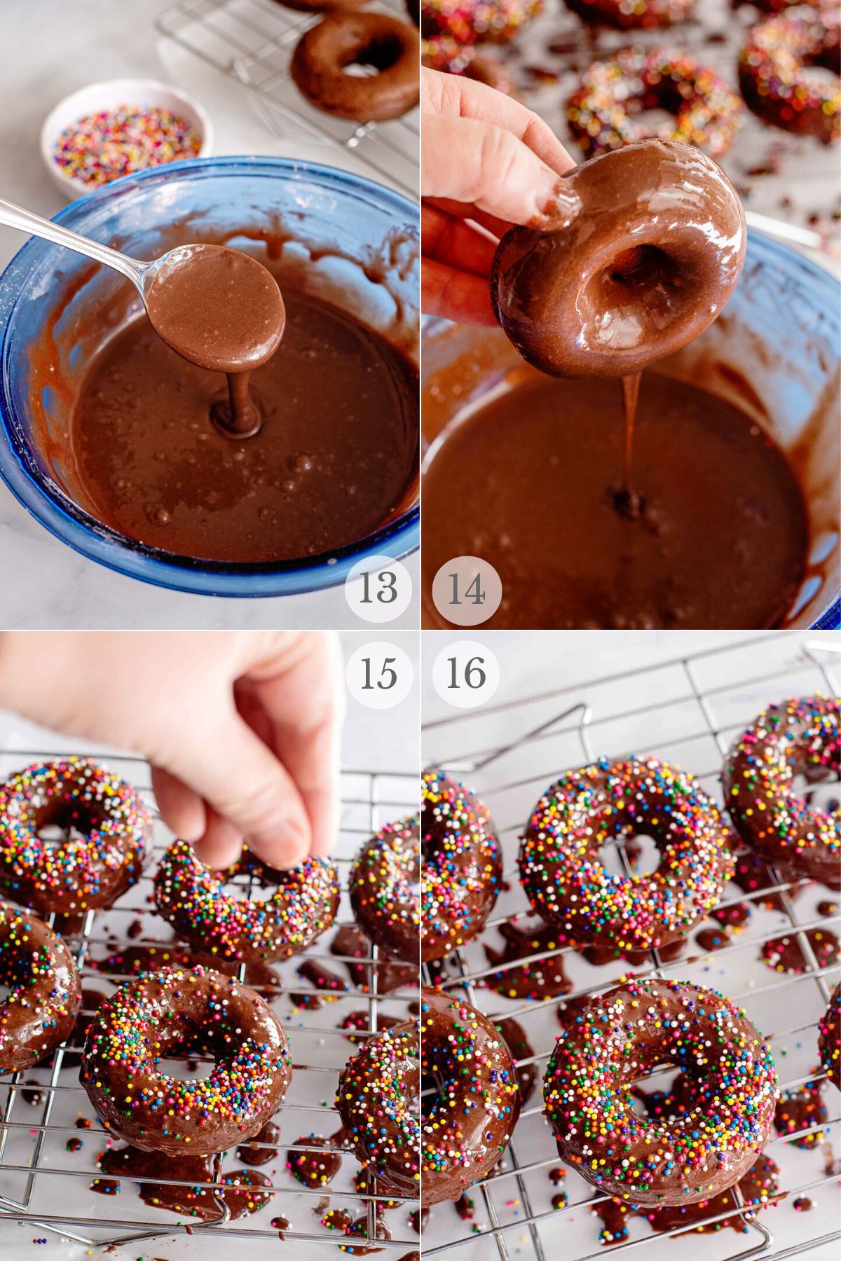 chocolate frosted donuts recipe steps 13-16.