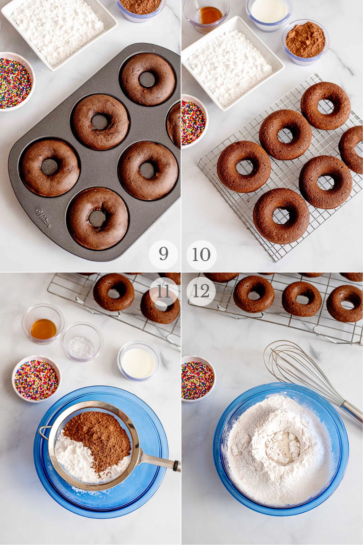 chocolate frosted donuts recipe steps 9-12.