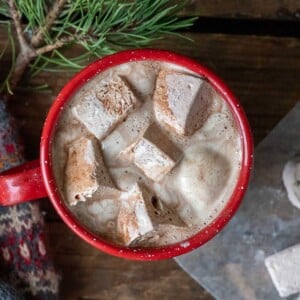 homemade marshmallows in a red cup.