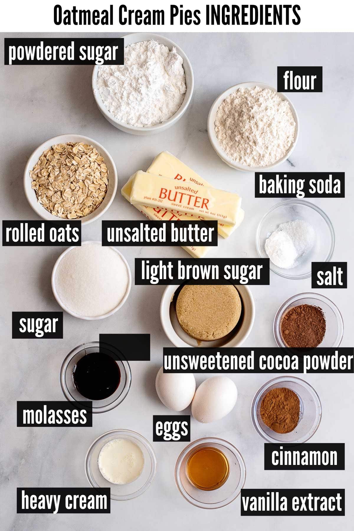 oatmeal cream pies labelled ingredients.