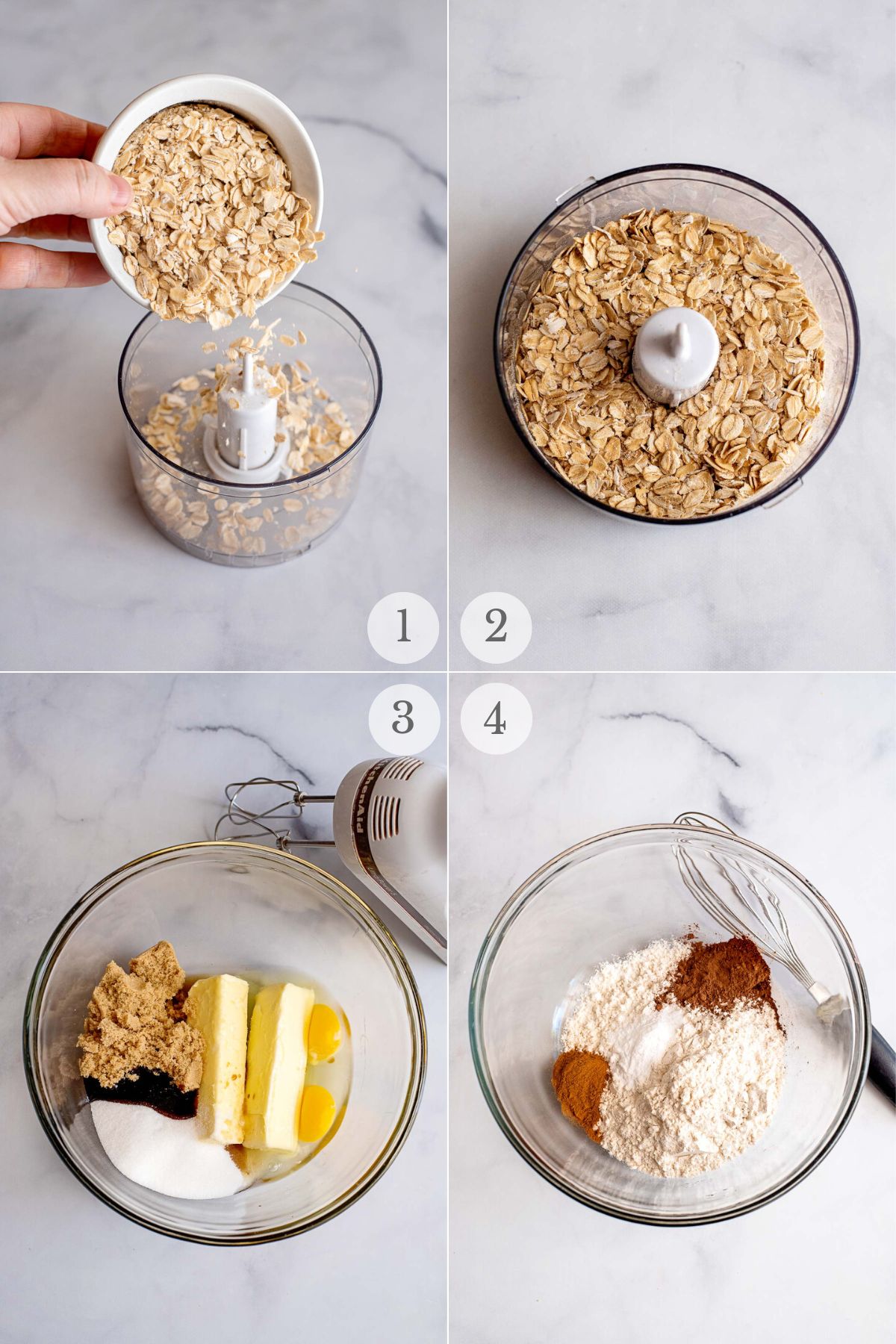 oatmeal cream pies recipe steps 1-4.