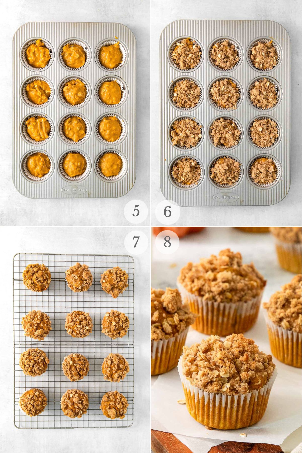 pumpkin oat muffins recipe steps 5-8.