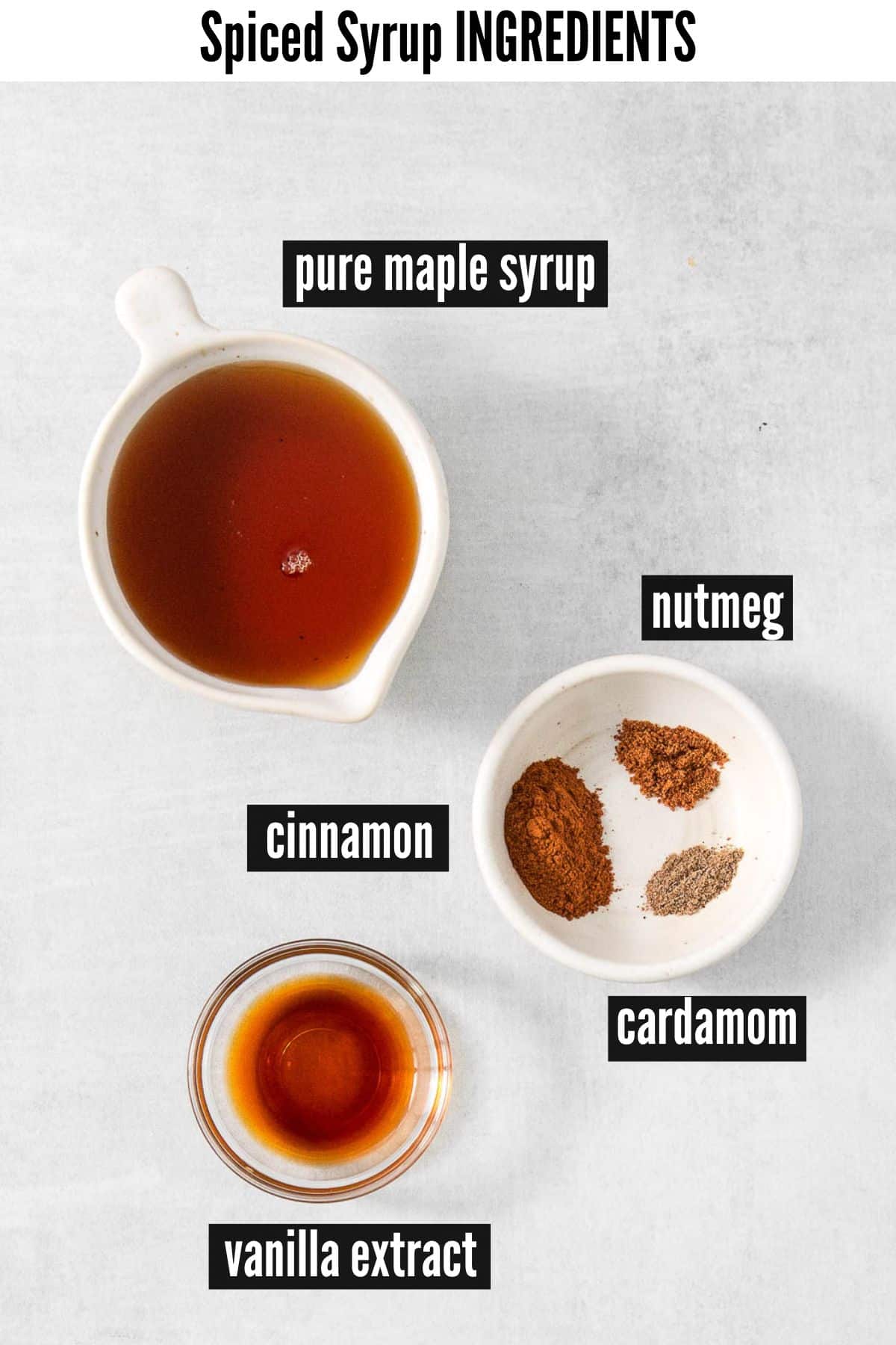spiced syrup labelled ingredients.