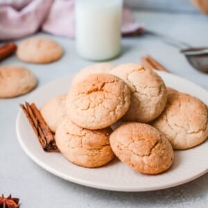 chai snickerdoodle cookies on plate crop