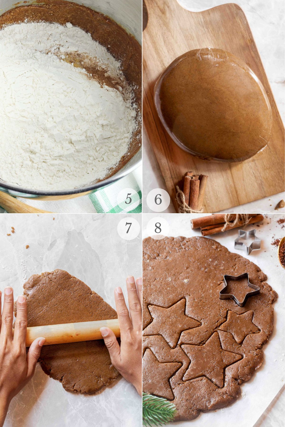 gingerbread star cookies recipe steps 5-8.