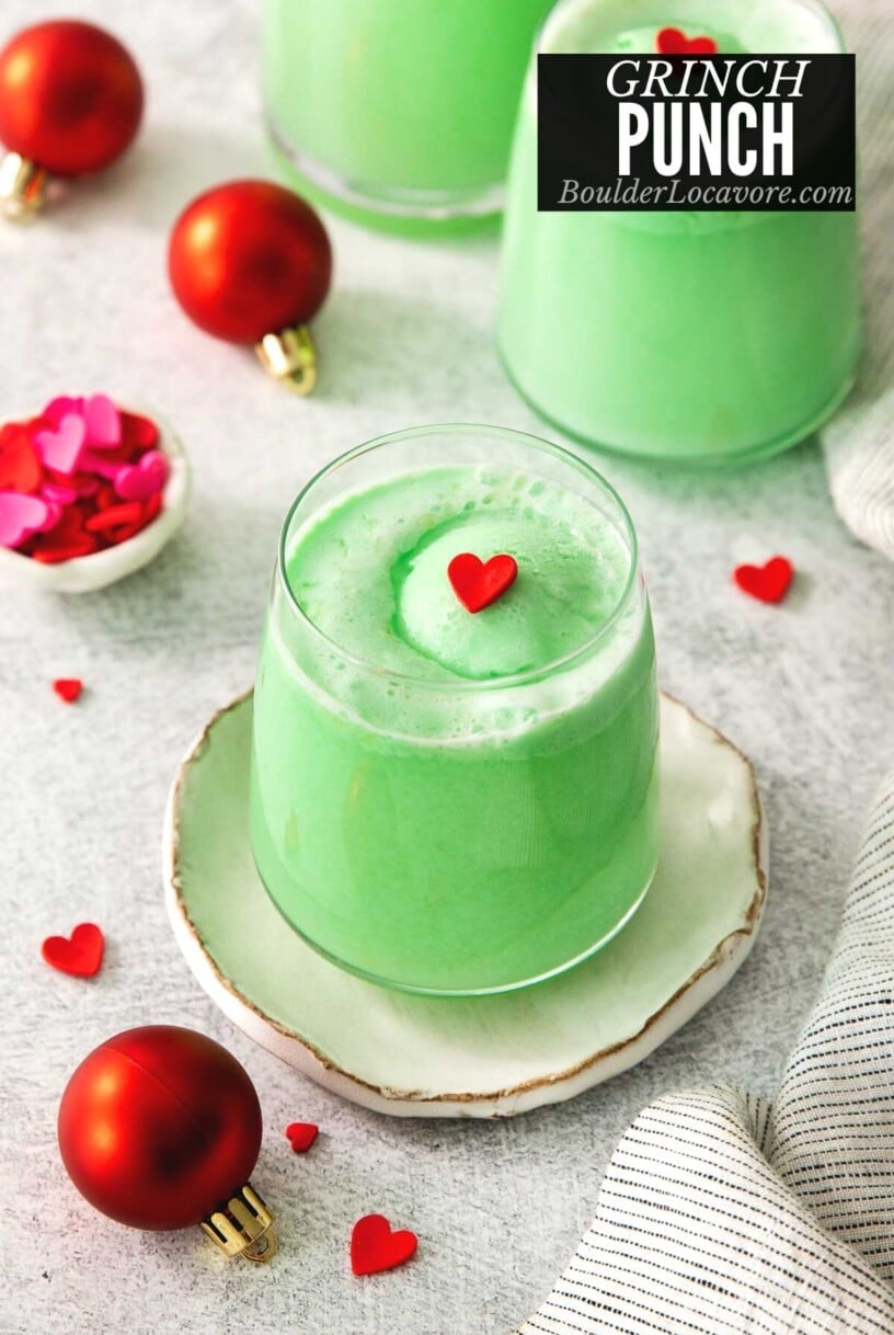 grinch punch with red heart.