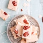 instant pot butter pecan fudge stacked with text.