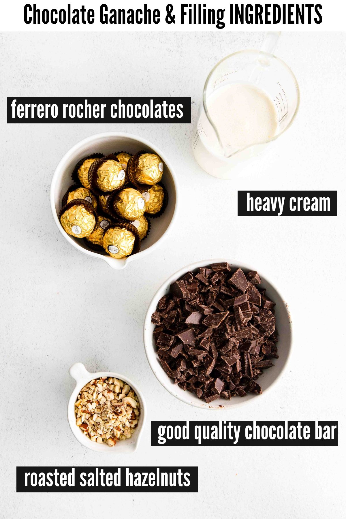 chocolate ganache labelled ingredients.