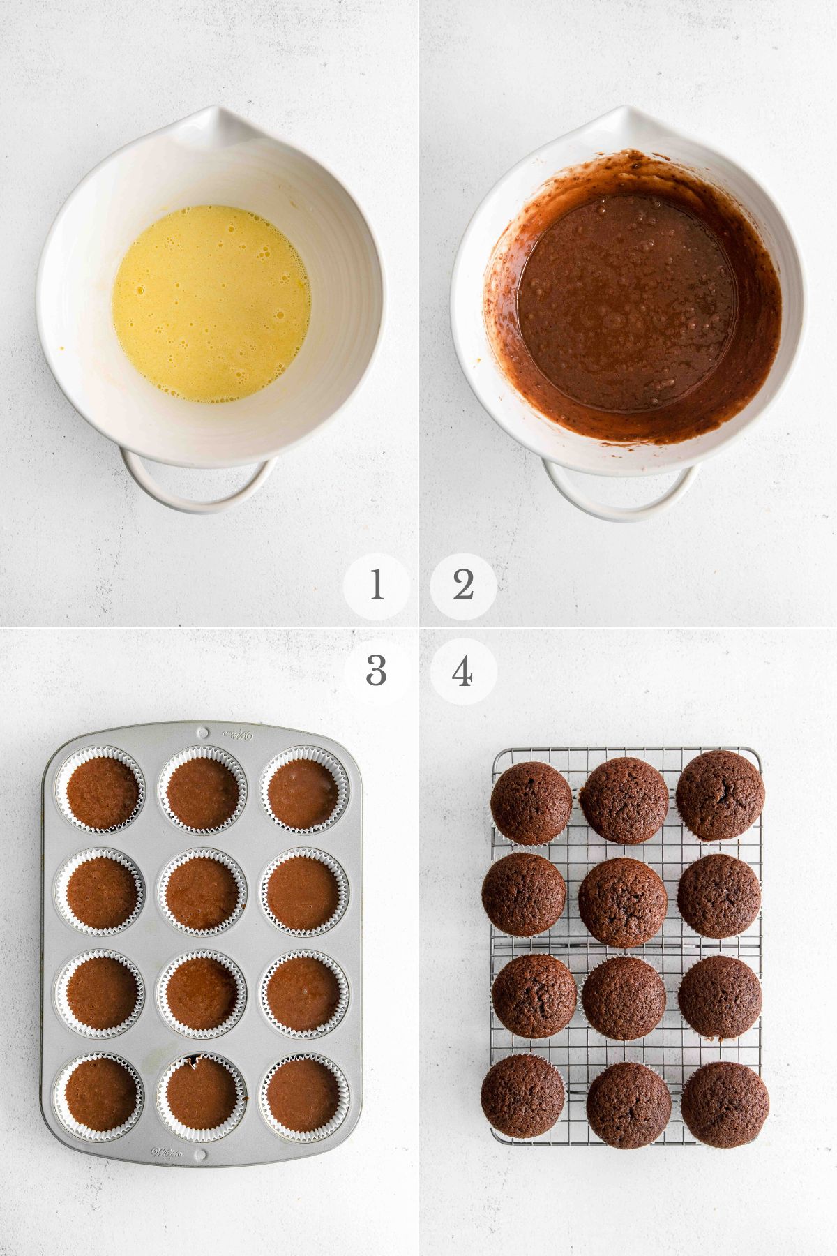 ferrero rocher cupcakes recipe steps 1-4.