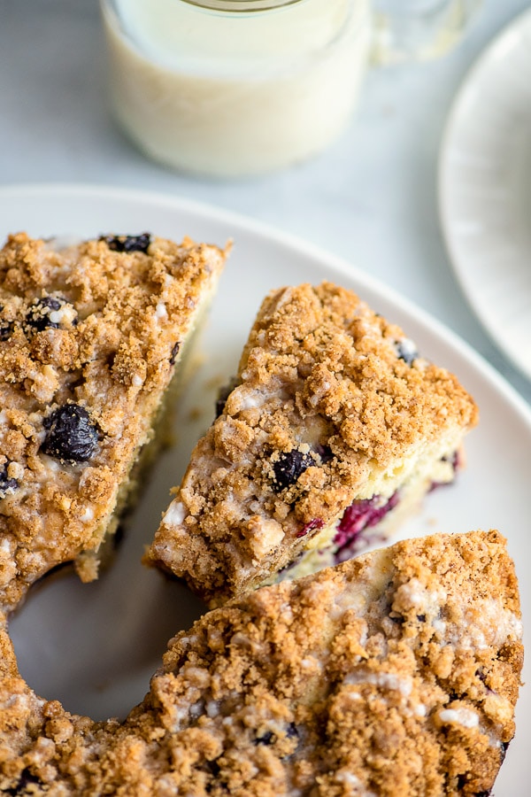 streusel topping on a coffee cake from above