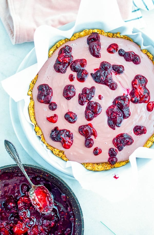 berry jam on top of berry pie filling (vegan recipe)