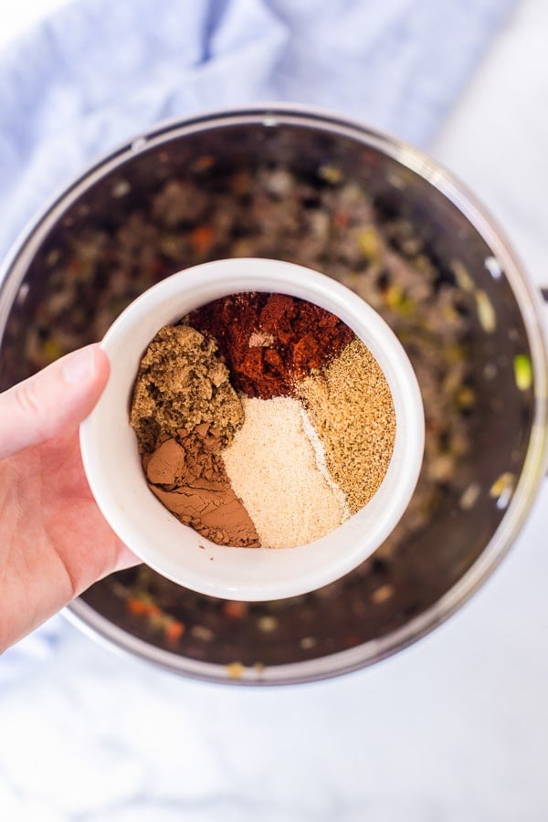 spices for red chili in a bowl