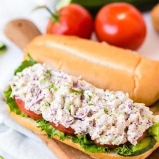chicken salad on a sandwich roll title image