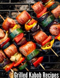 Grilled Kabob Recipes on grate (titled image)